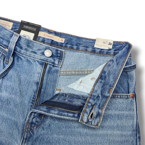 Levis Premium Womens XL Straight Denim Jeans Blue Mid Rise Baggy Loose Wide New - Picture 12 of 16